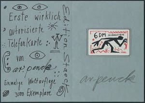 A.R. Penck - Gesigneerde zeefdruk met (ongeopende) telefoonkaart kopen? Bied vanaf 1!