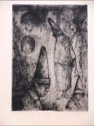 Dirkje Kuik - Pinochio opgehangen - Ets verkocht voor € 50!