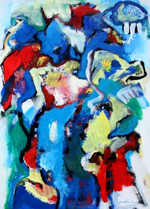 Jos van Beek - acryl op papier: In elkaar overvloeiend - 1995 kopen? Bied vanaf 199!