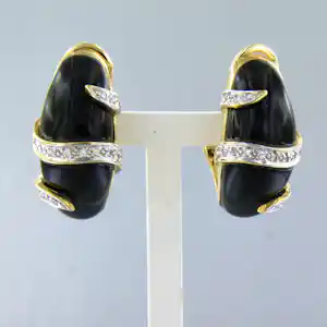 18k bicolour gouden oorclips met onyx en briljant geslepen diamant tot. 0.20ct kaufen? Bieten Sie von 1400!