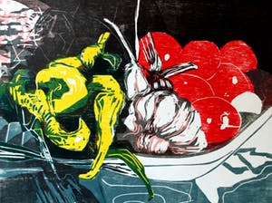 Vincent van Ojen - Houtsnede: Stilleven - 1992 kopen? Bied vanaf 90!