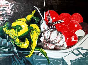 Vincent van Ojen - Houtsnede: Stilleven - 1992 verkocht voor € 90!