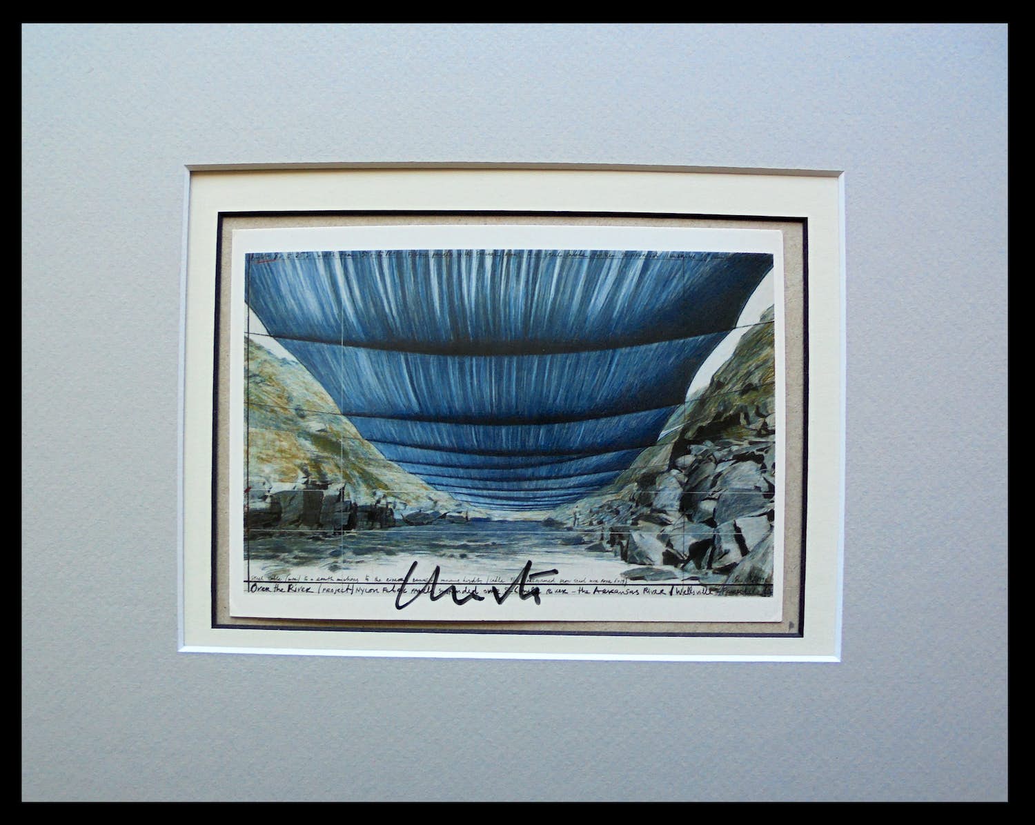 Christo - " OVER THE RIVER " - Project for the Rio Grande " - handgesigneerd in pptout verkocht voor € 99!