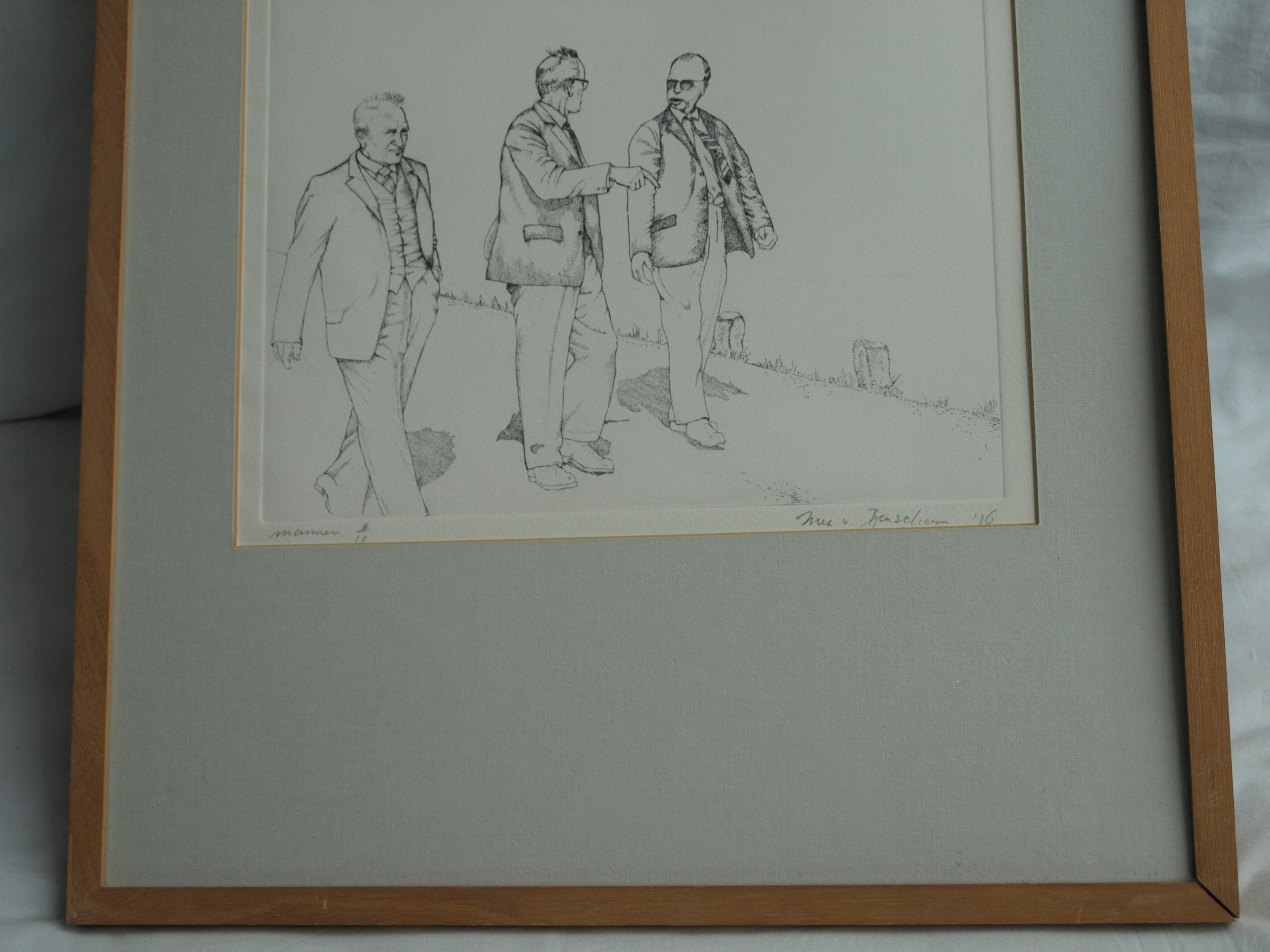Inez van Beusekom - Ets, Mannen – gesigneerd & ingelijst – 1976  kopen? Bied vanaf 1!