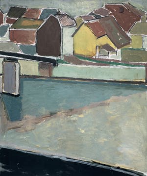 Willem Schouten - gemengde techniek op papier | 'De Maas bij Argenteau' (UNIEK WERK) kopen? Bied vanaf 80!