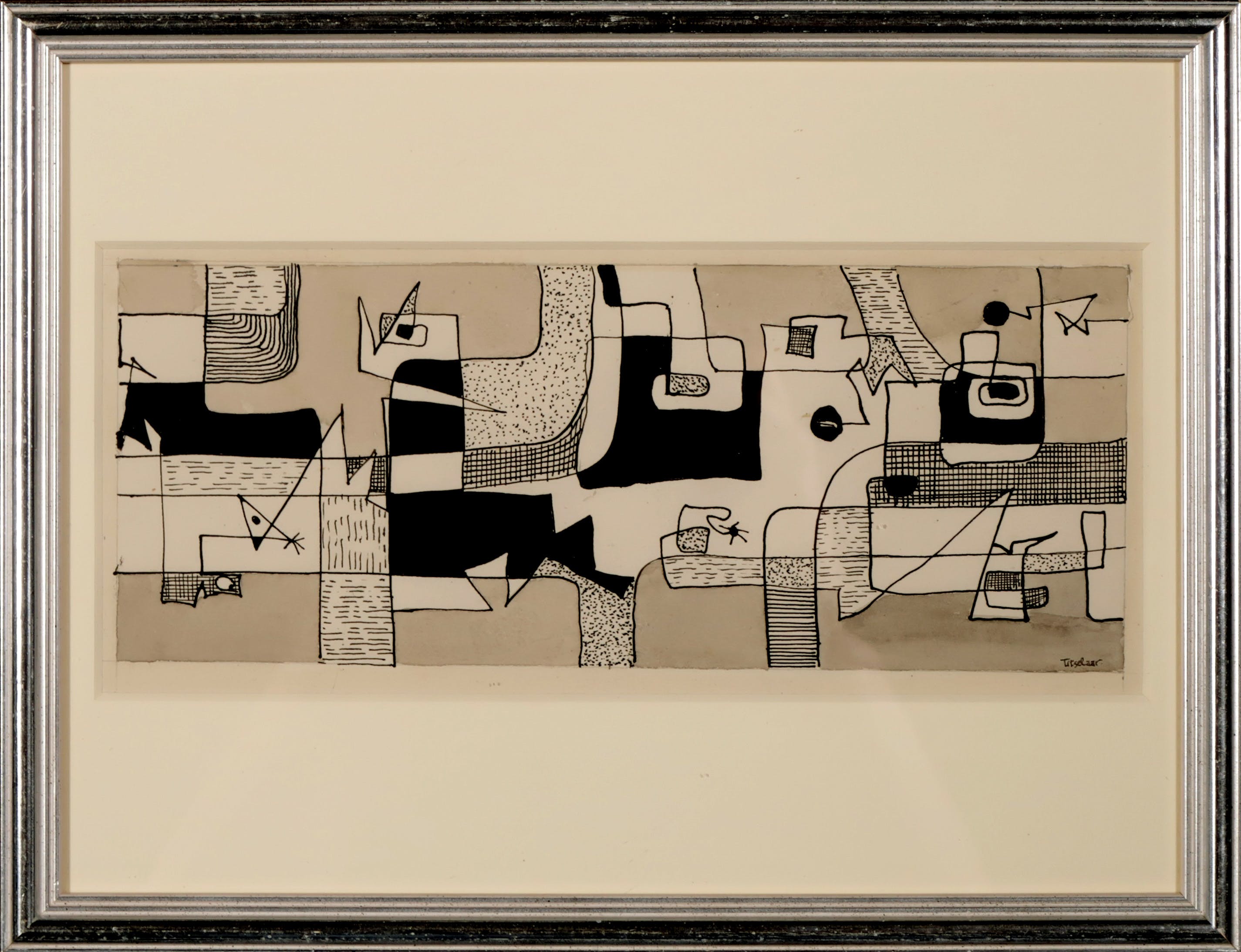 Henri Titselaar - Aquarel en inkt, Abstracte compositie + boek kopen? Bied vanaf 50!