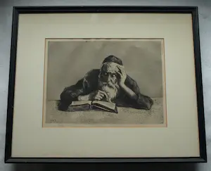 Hermann Struck - Ingelijste ets , Grandfather – 1928 kopen? Bied vanaf 1!