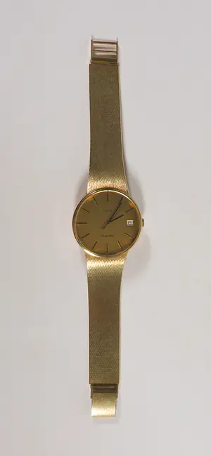 Acheter14k geelgouden herenpolshorloge Tusal Quartz? Enchérissez de 1650!