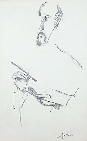 Joe Wols - Potloodtekening op papier, Figuren kopen? Bied vanaf 1!