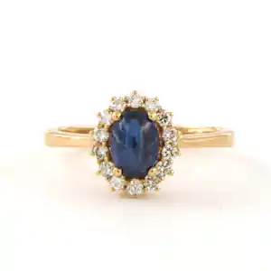 18k gouden ring met saffier en briljant geslepen diamant tot. 0.24ct kopen? Bied vanaf 650!