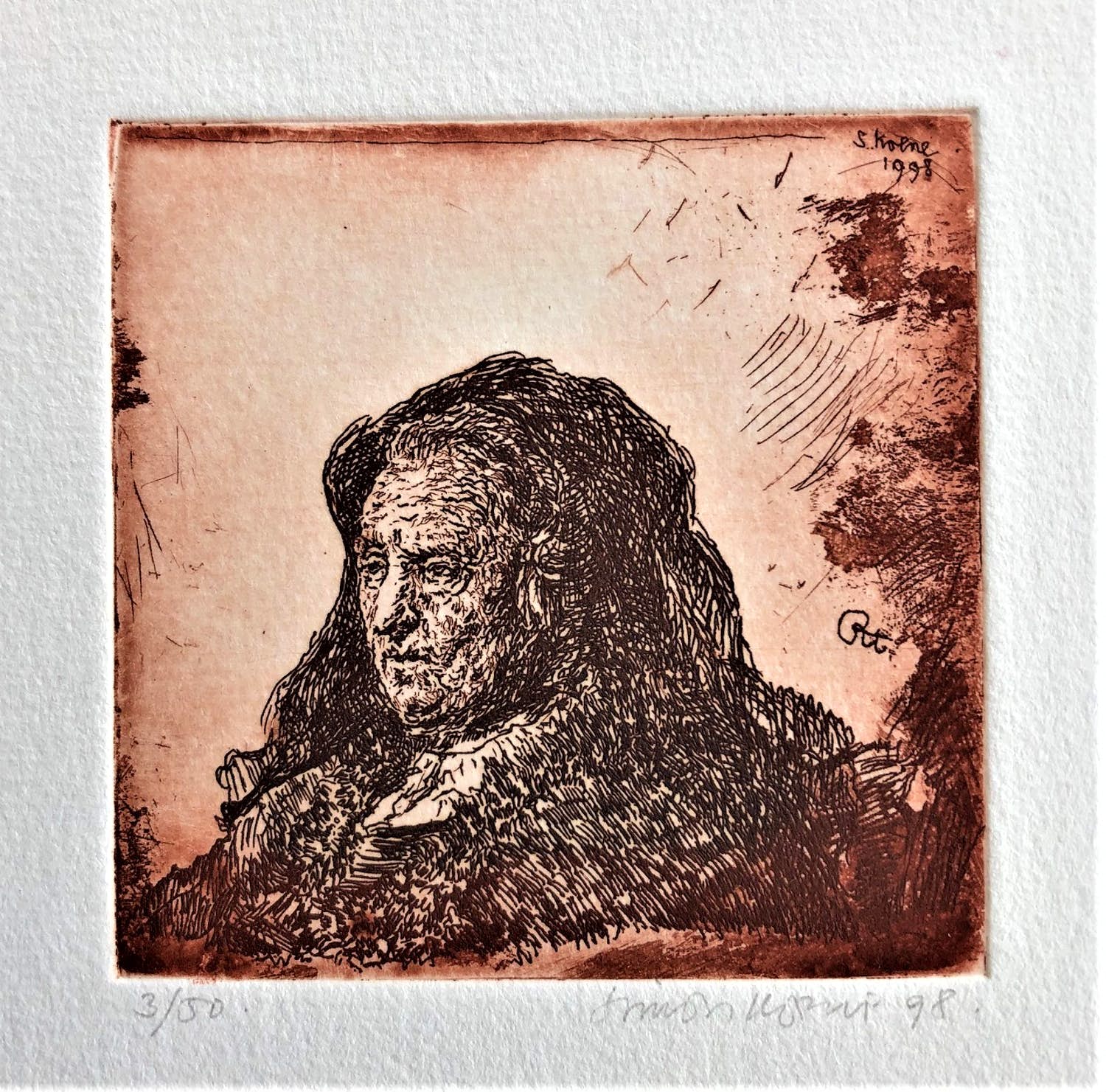 Simon Koene - Rembrandts moeder van opzij gezien (naar Rembrandt) kopen? Bied vanaf 35!