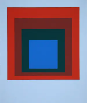 Josef Albers - Homage to the Square - Blue + darkgreen with 2 reds - Zeefdruk - 1971 kopen? Bied vanaf 100!