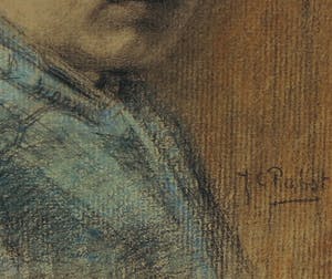 Johannes Cornelis Pabst - Potlood- en pastelkrijttekening, Vrouw in Scheveningse klederdracht - Ingelijst kopen? Bied vanaf 250!