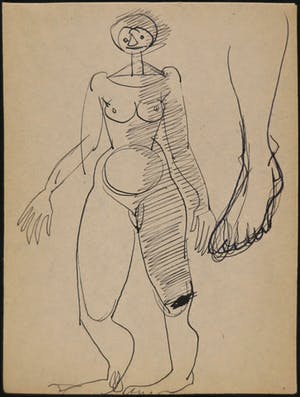 Siep van den Berg - Inkttekening, Staand naakt kopen? Bied vanaf 10!