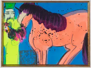 Walasse Ting - Gouache, Vrouw en paard - Ingelijst (Inclusief publicatie Blue Sky!) kopen? Bied vanaf 2000!