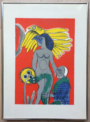 Corneille - Apprehension, litho (netjes ingelijst) kopen? Bied vanaf 250!