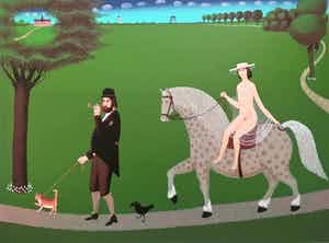 Willem Westbroek - Walking the cat (portrait of the mayor André van der Louw) verkocht voor € 100!