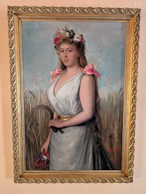 Leon Reding - Portret vrouwe in het korenveld met bloemenkrans kaufen? Bieten Sie von 900!