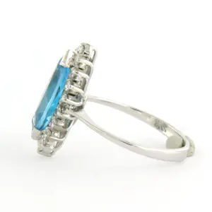 BWG witte ring met een topaas en single cut geslepen diamant tot. 0.18ct kopen? Bied vanaf 400!