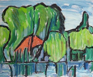 Paul Overhaus - Olieverf op doek, Aan het water - Ingelijst kopen? Bied vanaf 80!