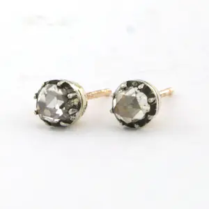 18k goud en zilver solitair oorknoppen met roos geslepen diamant tot. 0,50ct kaufen? Bieten Sie von 585!
