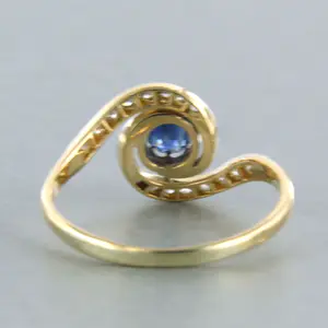 18k bicolor gouden ring met saffier en diamant 0.16 ct - 17.75 (56) kopen? Bied vanaf 300!