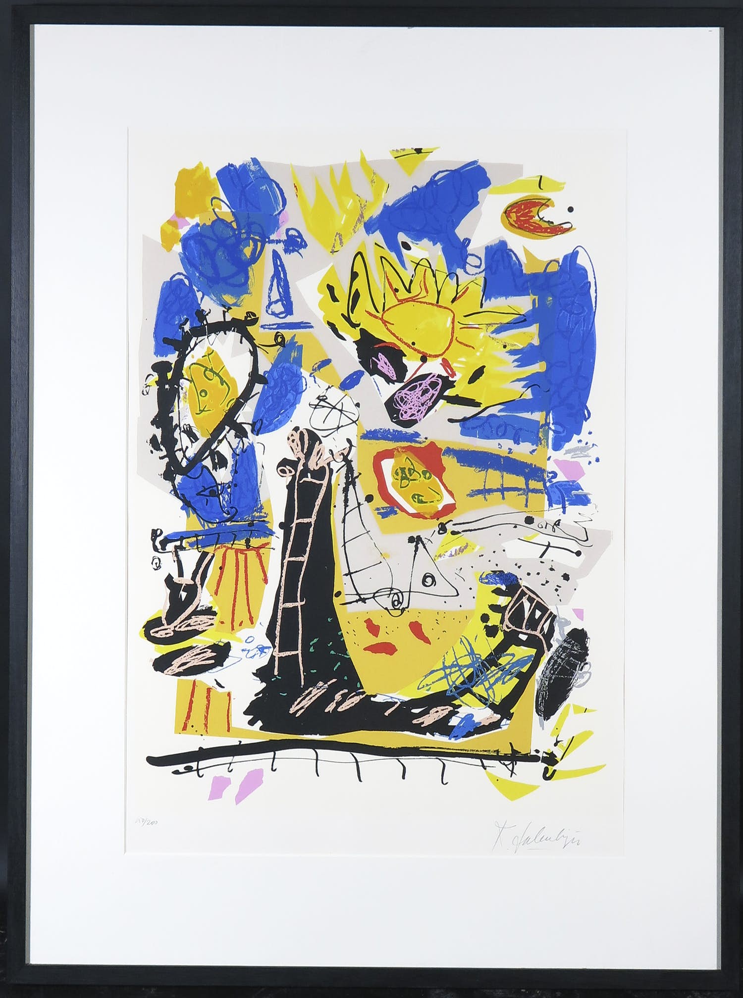 Kees Salentijn - Zeefdruk, Hommage aan Van Gogh - Ingelijst verkocht voor € 50!