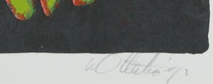 Ad van Otterloo - Zeefdruk, Compositie met veren kopen? Bied vanaf 1!