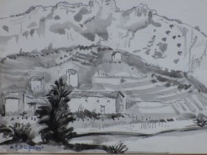 Alexander Gerhardus Dieperink - Italiaanse landschappen en dorpsgezichten - Tekeningen kopen? Bied vanaf 40!