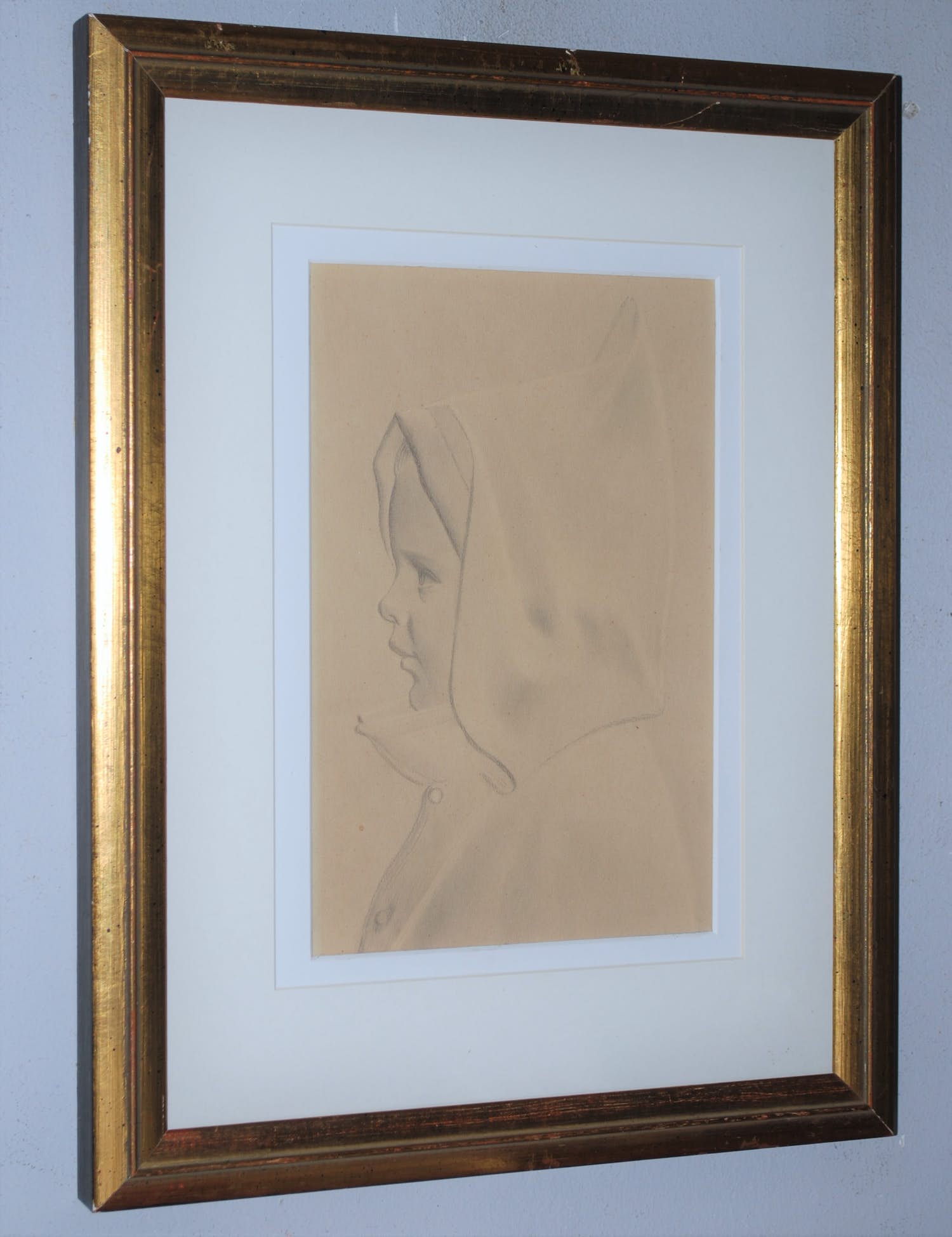Pier Pander - Potloodtekening - portret van kind met cape verkocht voor € 200!