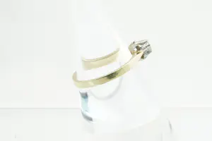 1080 - Elegante 14 Krt bi-color gouden dames solitair ring met 0.18ct briljant kopen? Bied vanaf 160!