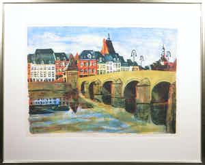 Jeroen Hermkens - Litho, Maastricht - Ingelijst verkocht voor € 50!