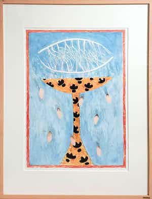 Lon Buttstedt - litho 'Bowl of rain' | Ingelijst verkocht voor € 35!