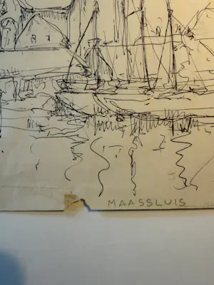Jaap Weiland - Inkttekening Maassluis kopen? Bied vanaf 50!