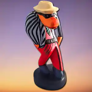Markus Pierson - Holz-Skulptur Coyote Typ Dandy Handbemalt signiert Höhe 26 cm kaufen? Bieten Sie von 280!