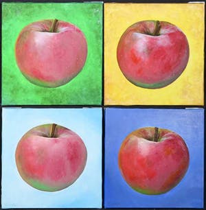 Mylene Vrolijk - Olieverf op doek, Vierluik appels kopen? Bied vanaf 10!