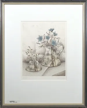 Heinz Voss - Kleurenets, Bloemstilleven - Ingelijst kopen? Bied vanaf 1!