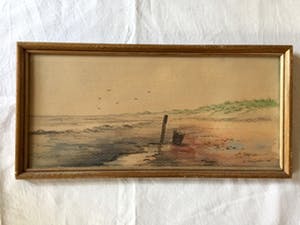 Niet of onleesbaar gesigneerd - Strandlandschap - Potloodtekening, Tekening kopen? Bied vanaf 10!