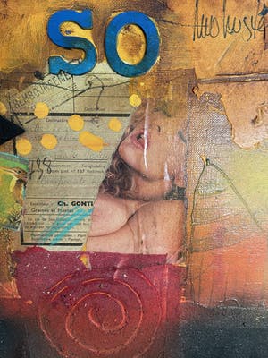 Theo Koster - Collage op doek - So - Ingelijst kopen? Bied vanaf 35!