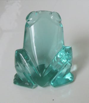 Exbor Sklo - Art deco facet geslepen presse papier ven een groene kikker kopen? Bied vanaf 35!