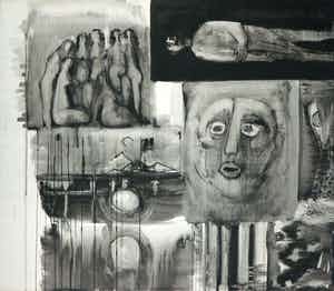 Dick Elffers - Olieverf op doek, Compositie met figuren (Groot) verkocht voor € 1!