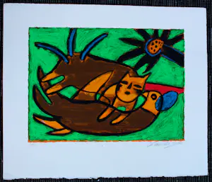 Corneille - Litho: Chat et Oiseau dans l’herbe - 2000 kopen? Bied vanaf 199!