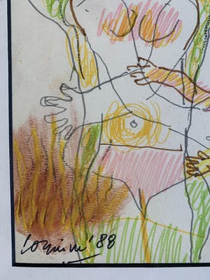 Corneille - Baigneuse à l'enfant - 1988 - Pastel op papier kopen? Bied vanaf 1600!