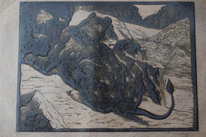 Antonius Hubertus Nordberg - Houtsnede - Leeuw kopen? Bied vanaf 60!