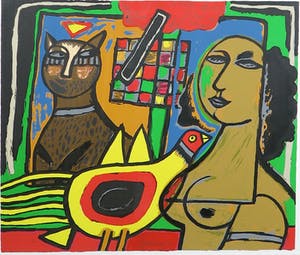 Corneille - Zeefdruk, Zonder titel- Ingelijst (Groot) kopen? Bied vanaf 200!