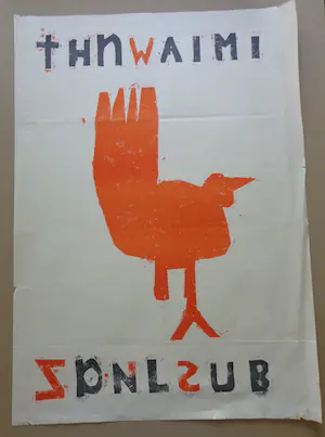 Anton Heyboer - ORANJE VOGEL / KLEURZEEFDRUK / 90x65cm / AFFICHE kopen? Bied vanaf 1!