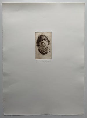 Ronald Tolman - handgesigneerde ets - 'Zelfportret met masker' - 1980 (ZEER KLEINE OPLAGE) kopen? Bied vanaf 150!