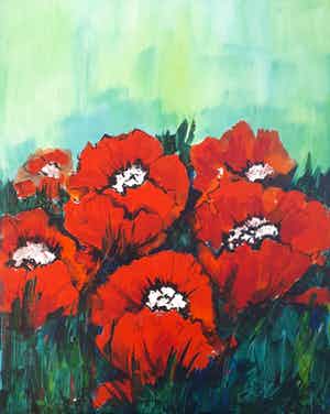 Anke Peddemors - papavers staand groot verkocht voor € 75!