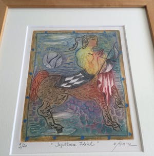 Osanne Nègre - "Sagittaire Idéal" (sterrenbeeld) | Litho - carborundum (ingelijst) kopen? Bied vanaf 49!