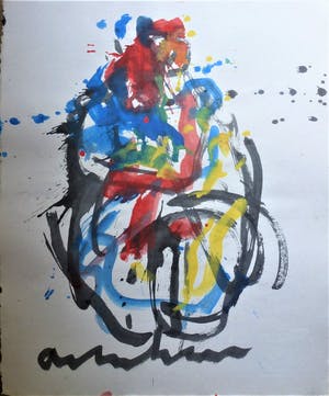 Anton Heyboer - Moeder en kind De oermoeder Mooie krachtige sierlijke kleurrijke schildering kopen? Bied vanaf 275!